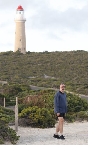 Anthony and the Cape du Couedic lighthouse, Kangaroo Island