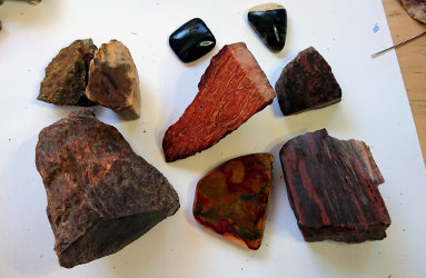 Petrified wood after being cut open